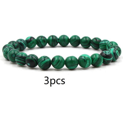 Classic Black Matte Green Malachite Bracelets Jewelry Jewelry dealsniper-net Green 3pcs