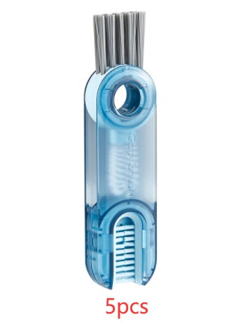 3 In 1 Tiny Bottle Cup Cover Brush Straw Cleaner Tools Multi-Functional Kitchen dealsniper-net Blue 5PCS