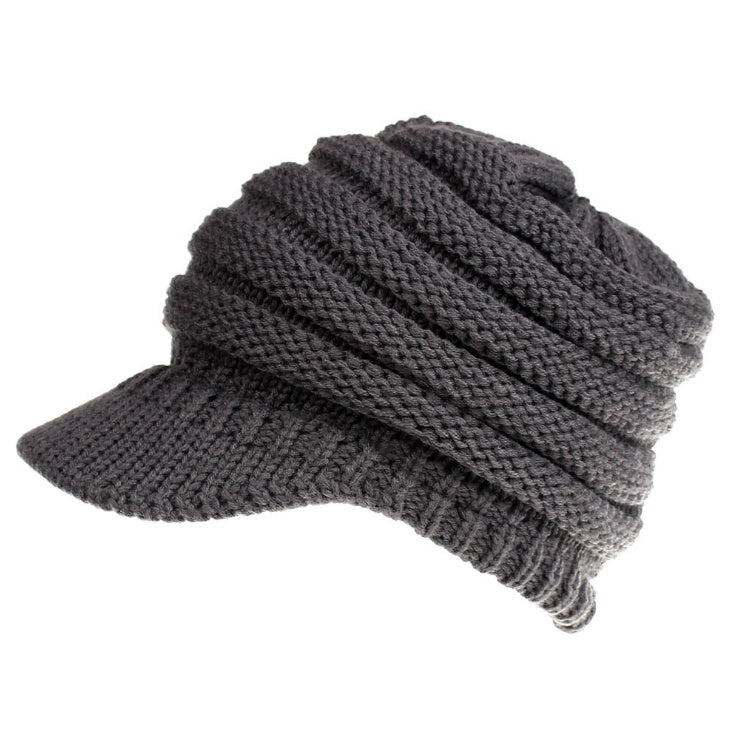 Women Ponytail Beanies Autumn Winter Hats Female Women dealsniper-net Dark grey 56x58cm