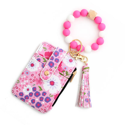 Women's Floral Print Leather Card Bag Women dealsniper-net 2 Rose Red