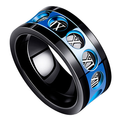 Personality Ring Titanium Steel Hip Hop Simplicity Jewelry dealsniper-net Blue US No.06