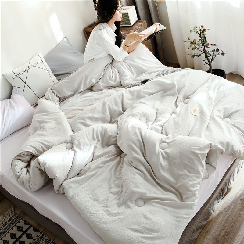 Quilt Thick Single Double Bed Quilt Spring And Autumn Bedding House DealSniper.net Silver 150x200 A