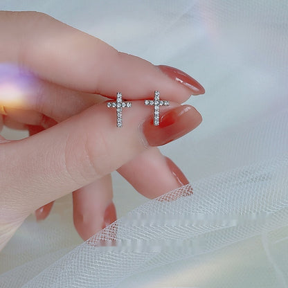 New Fashion Stainless Steel Cross Earrings Jewelry Gym From House White Gold Color