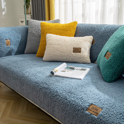 Modern Solid Color Winter Lamb Wool Sofa Towel Home Decor dealsniper-net Blue 110x110cm