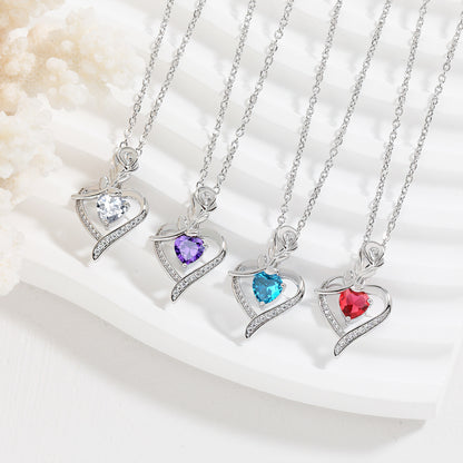 Rose Heart-shaped Necklace With Rhinestones Fashion Jewelry dealsniper-net