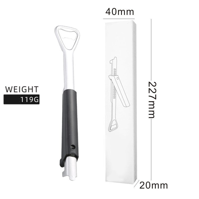 2-in-1 Adjustable Stainless Steel Can Opener Beer Starter Kitchen Tools Kitchen Gym From House Black White box packaging