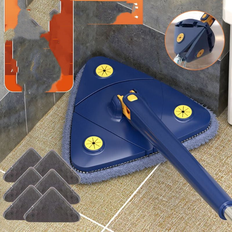Triangle Mop Ceiling Cleaning Gadget Hand Twist Mop Home DealSniper.net Sapphire Blue 1 Rod And 1 Cloth