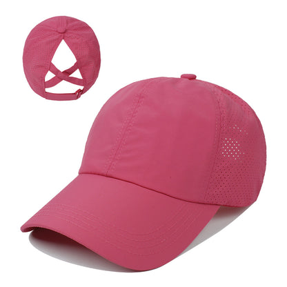 Women's New Outdoor Sports Ponytail Baseball Hat Women Gym From House Rose Red adjustable