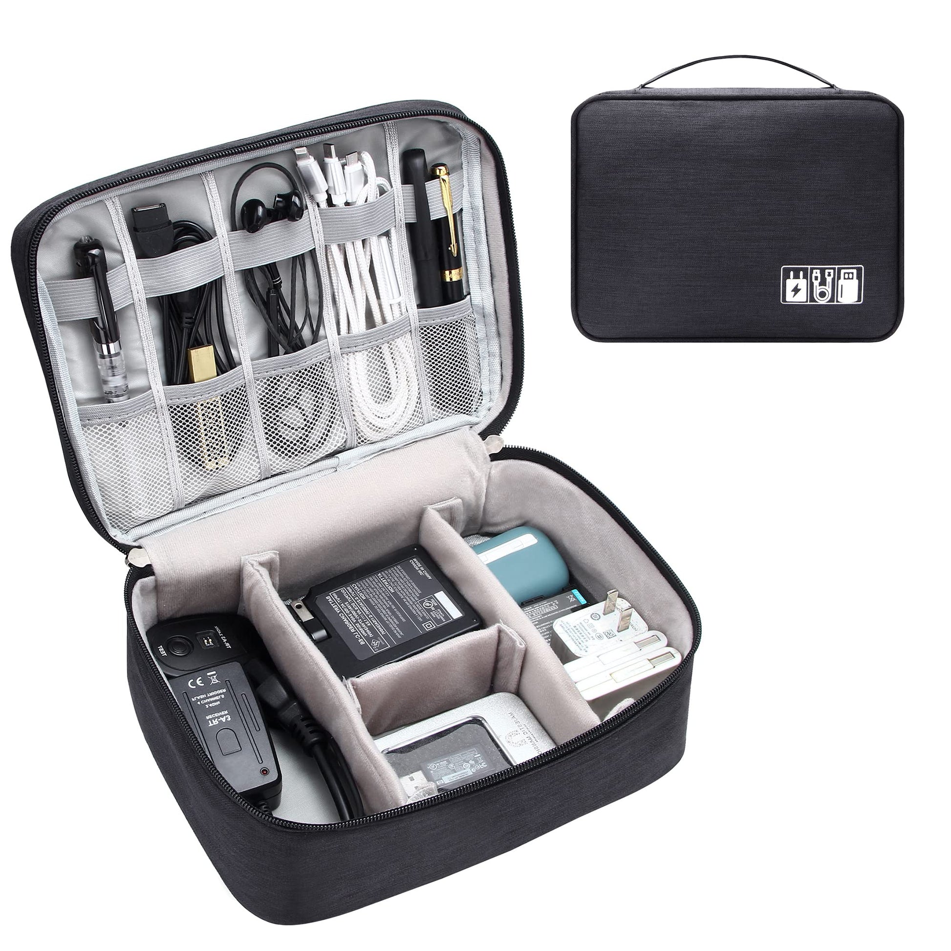 Electronics Organizer Travel Cable Organizer Bag Portable Electronic Accessories Electronics dealsniper-net Black