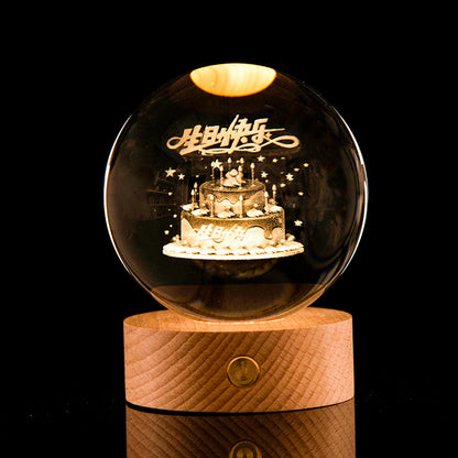 Luminous Galaxy Crystal Ball Decoration 3D Laser Inner Carving Home Decor DealSniper.net Birthday 6cm6cm color light connection