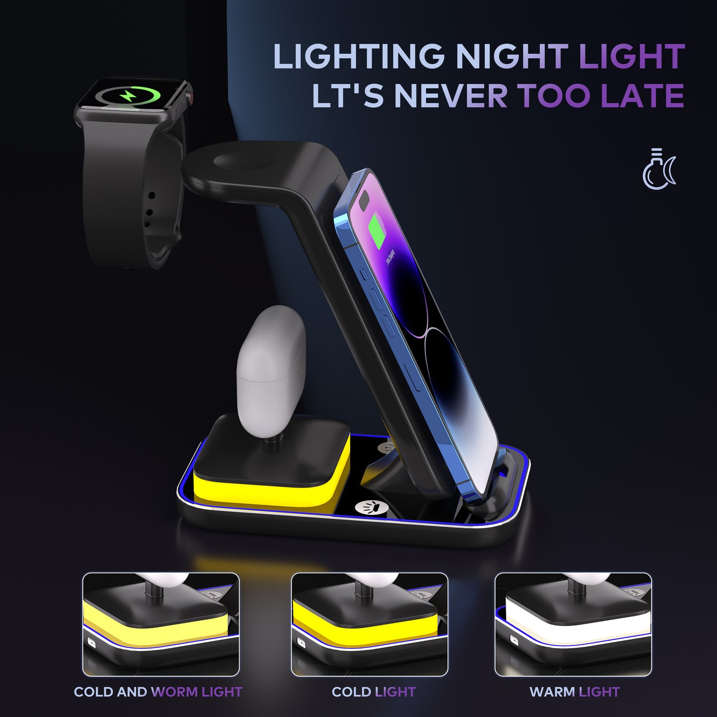 15W Fast Charge Vertical Wireless Charger Mobile Phone Watch Headset Electronics DealSniper.net