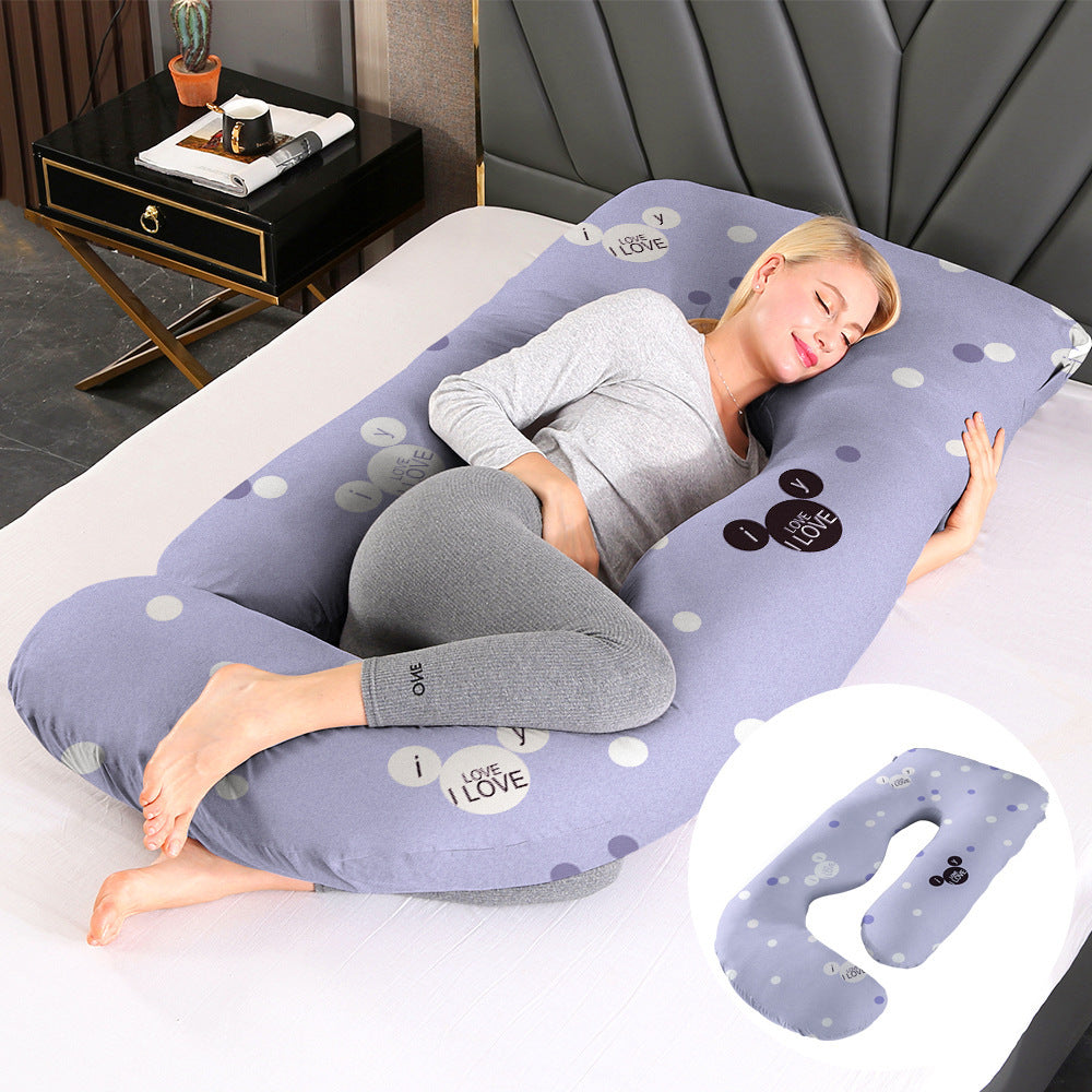 Maternity Pillow Waist Support Side Sleeping Slope Pillow J-type Health DealSniper.net Cotton Beige 65x90x175cm