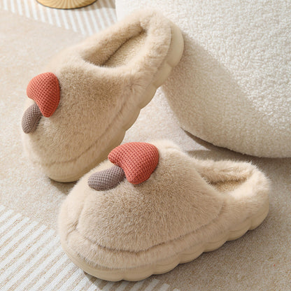 Cute Mushroom Cotton Slippers For Women Thick-soled Autumn And Winter Plush Slipper Indoor Non-slip Eva Household Furry Shoes Women DealSniper.net Camel 36or37