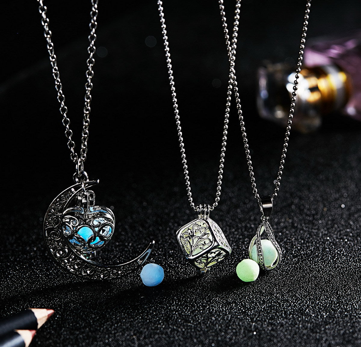 Glow In The Dark Necklace Moon Square Heart Necklaces Jewelry Gym From House