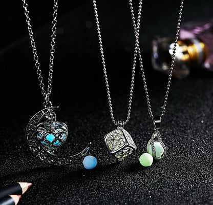 Glow In The Dark Necklace Moon Square Heart Necklaces Jewelry Gym From House