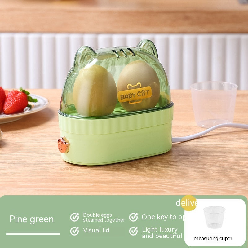 Multi Functional Breakfast Mini Egg Steamer Kitchen Gadgets Kitchen dealsniper-net Egg Steamer Cat Ear Pine Green 220V US