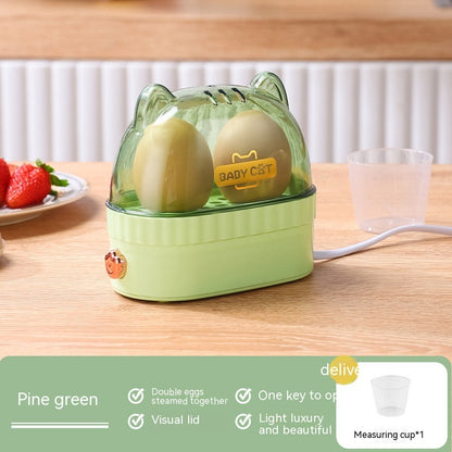 Multi Functional Breakfast Mini Egg Steamer Kitchen Gadgets Kitchen dealsniper-net Egg Steamer Cat Ear Pine Green 220V US