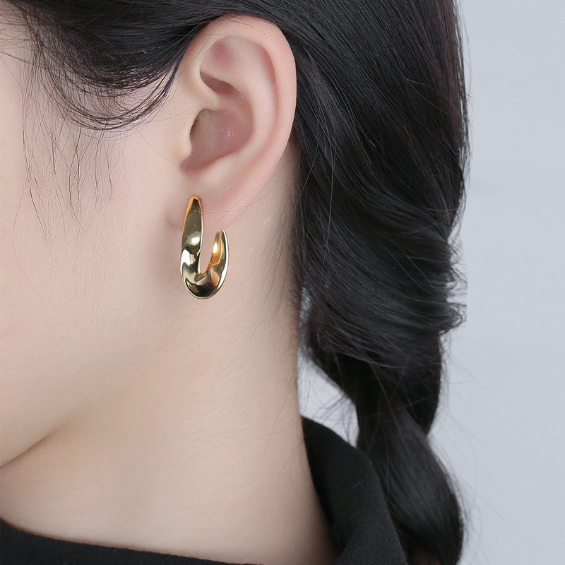 Cold Wind Earrings Fashion Exaggerated Glossy Ear Buckle Earrings Jewelry dealsniper-net