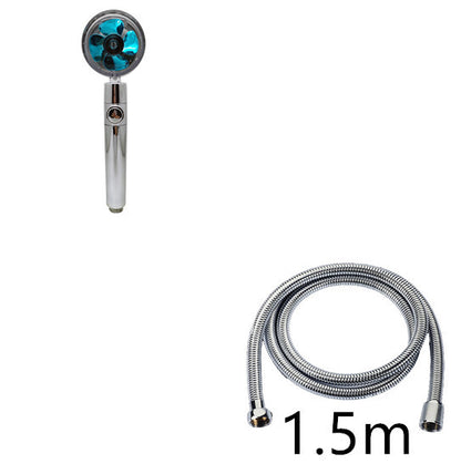 Propeller Driven Shower Head With Stop Button And Cotton Filter