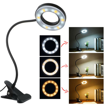 Clip On Desk Lamp LED Flexible Arm USB Dimmable Study Reading Table Night Light Home dealsniper-net default