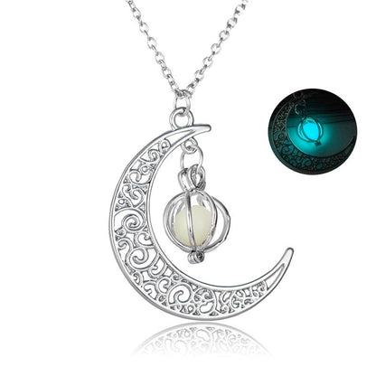 Fashion Moon Natural Glowing Stone Healing Necklace Women Gift Charm Luminous Pendant Necklace Jewelry Jewelry dealsniper-net Light Blue