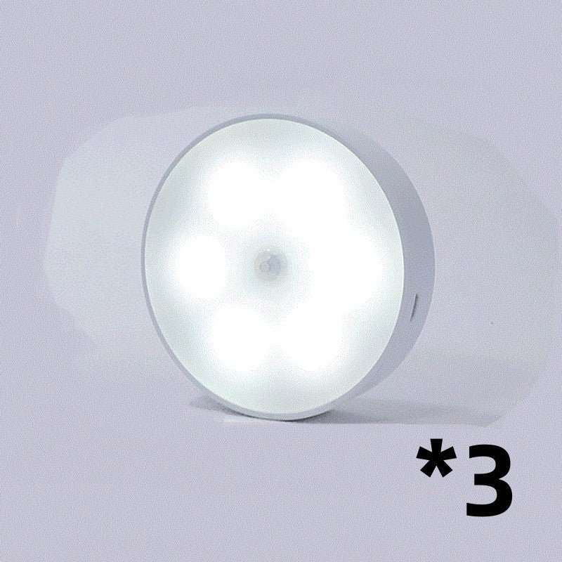 Usb Rechargeable Motion Sensor Light Round Wireless LED Light Kitchen dealsniper-net 3pcs White light USB