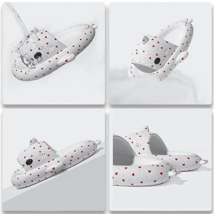 Lovers Shark Slippers Heart Print Shoes Women Men Women dealsniper-net