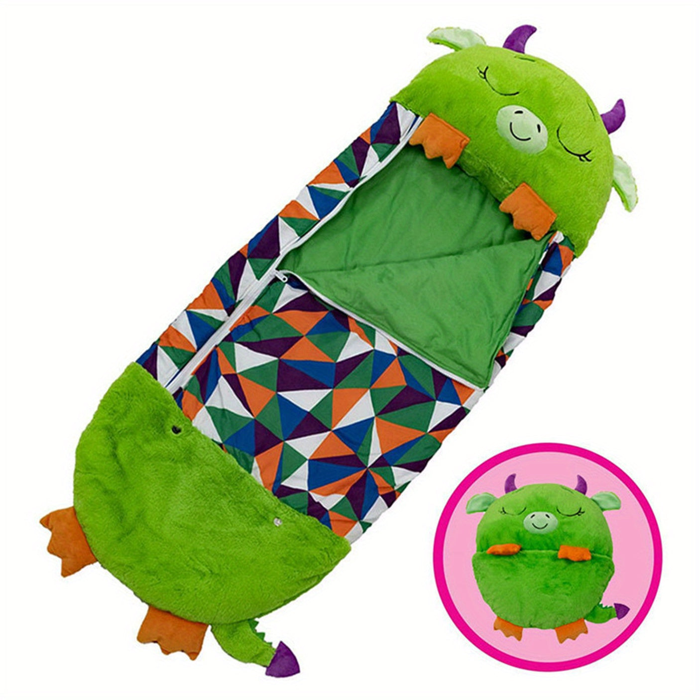Kids Sleeping Bag, Soft Sleepy Sack For Kids & Toddlers Easy Roll Up Design For School, Daycare Children Sleeping Bags Play Pillow Sleep Sack Kids dealsniper-net Green Donkey 135x50CM