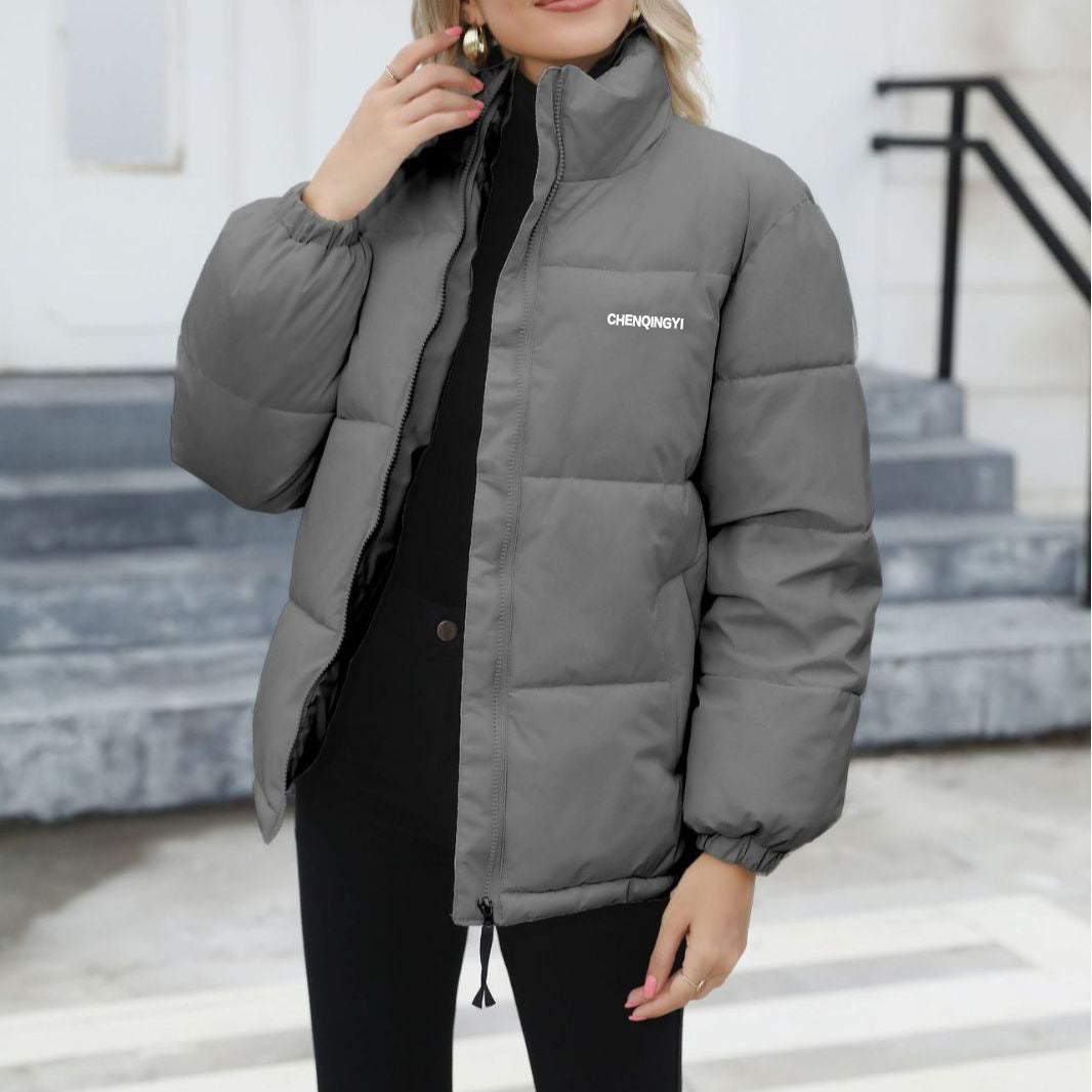 Winter Coat Women Casual Windproof Down Cotton Coat Women dealsniper-net Grey L