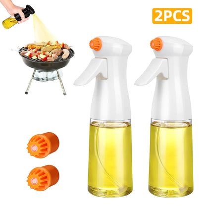 Oil Spray Bottle Glass Kettle Kitchen High-pressure Kitchen dealsniper-net 2pcs white