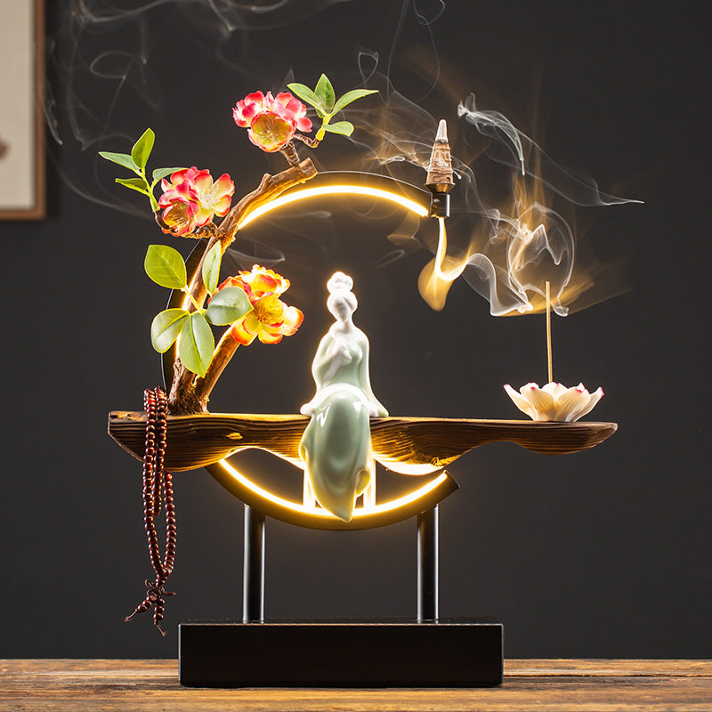 Waterfall Backflow Incense Burner Ladies Incense Stick Holder Home Decor dealsniper-net 4style USB