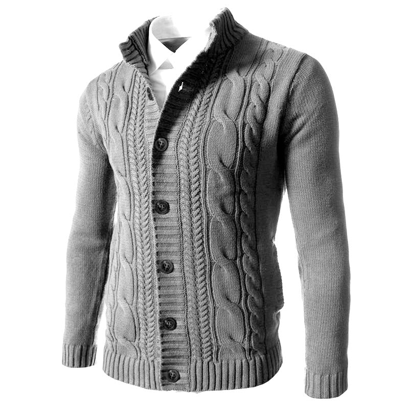 Men's Stand Collar Sweater Knit Button Cardigan Tops Men's Clothing Men dealsniper-net Grey 3XL