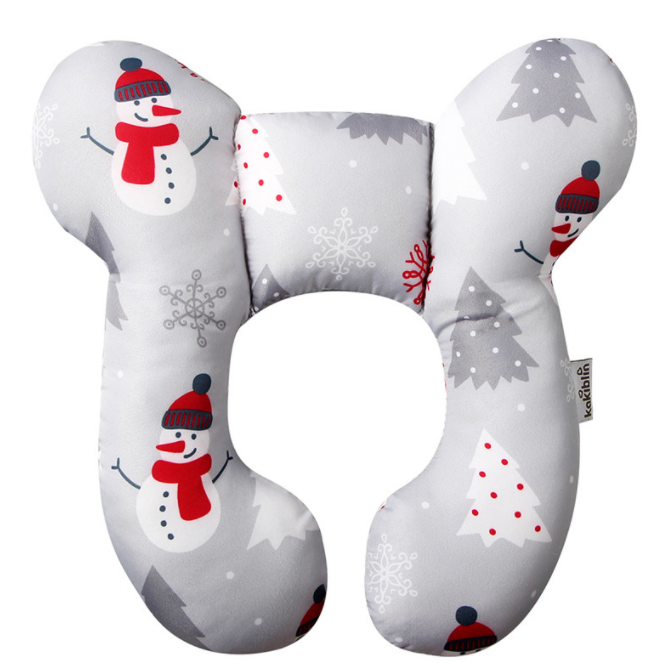 Infant Pillow Baby Bed U-Shaped Safety Seat Neck Guard Fixed Stereotyped Stroller Pillow Kids DealSniper.net Snowman OPP