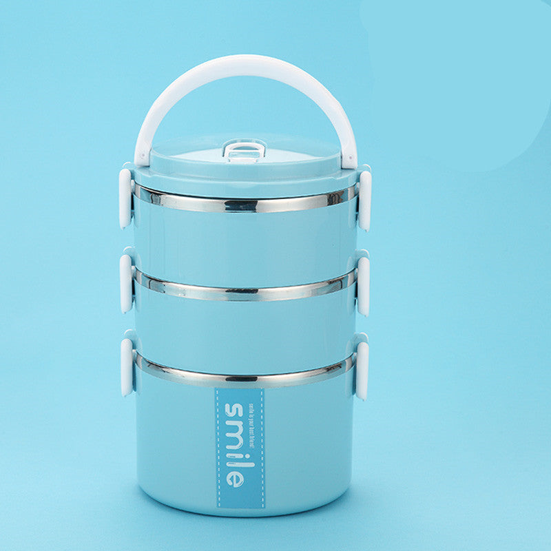 Stainless Steel Lunch Box Kitchen dealsniper-net Blue 3 layers