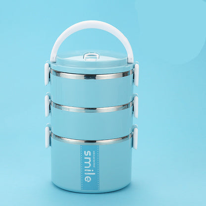 Stainless Steel Lunch Box Kitchen dealsniper-net Blue 3 layers