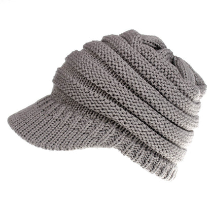 Women Ponytail Beanies Autumn Winter Hats Female Women dealsniper-net Light grey 56x58cm