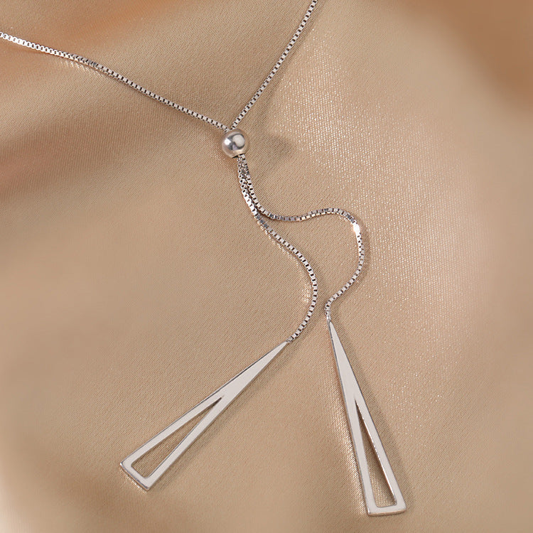 Sterling Silver Geometric Triangle Necklace Jewelry Gifts Holidays dealsniper-net