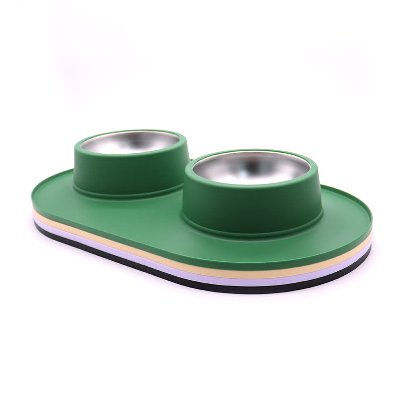 Pet Anti-skid Anti-splash Silicone Stainless Steel Bowl Pets Gym From House