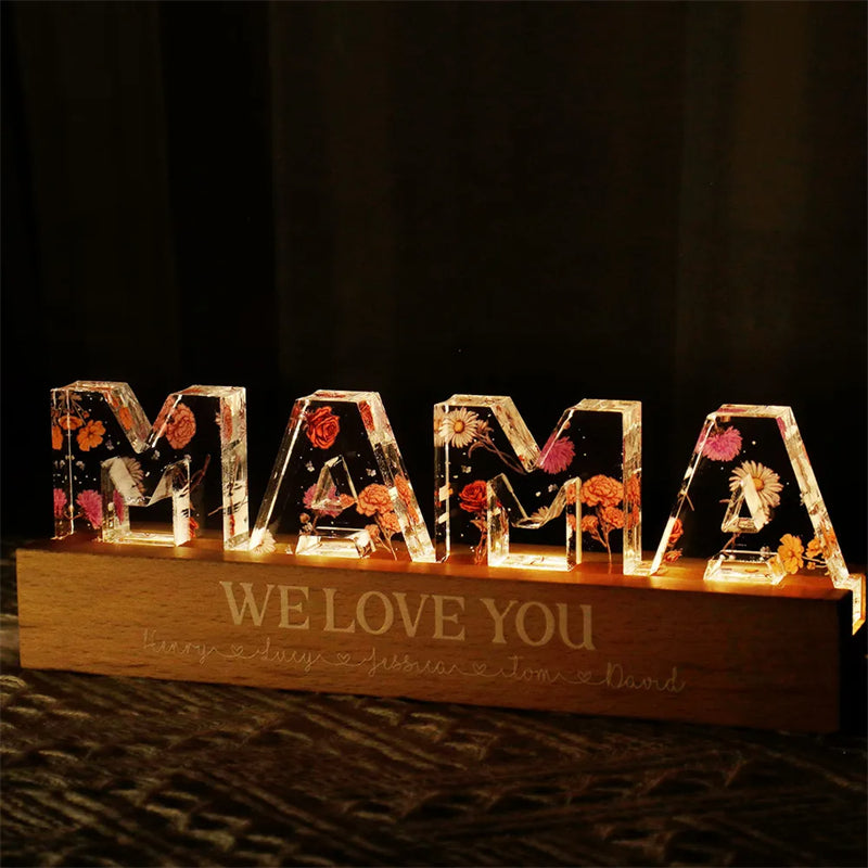 Mother's Day Custom Flower Printed LED Night Light Creative Home Decor Gym From House