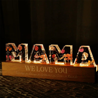 Mother's Day Custom Flower Printed LED Night Light Creative Home Decor Gym From House