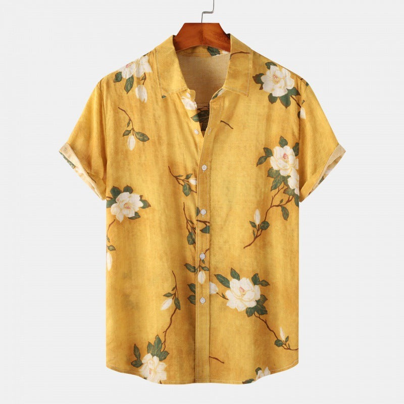 Cross-Border Men's Floral Short-Sleeved Shirts Young Men's Men DealSniper.net 11 2XL