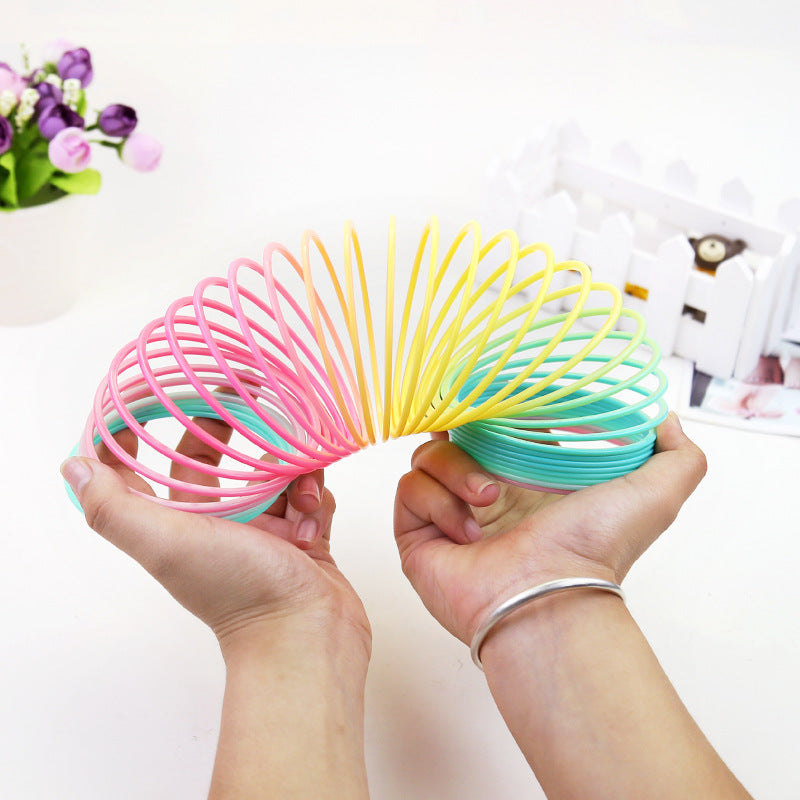 Rainbow Spring Coil Toys Plastic Folding Spring Coil Sports Game Child Funny Fashion Educational Creative Toys Gift For Children Kids dealsniper-net