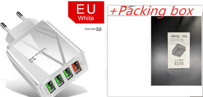 Illuminated 4USB Mobile Phone Charger 3A Charging Head Phones dealsniper-net White Box packaging EU