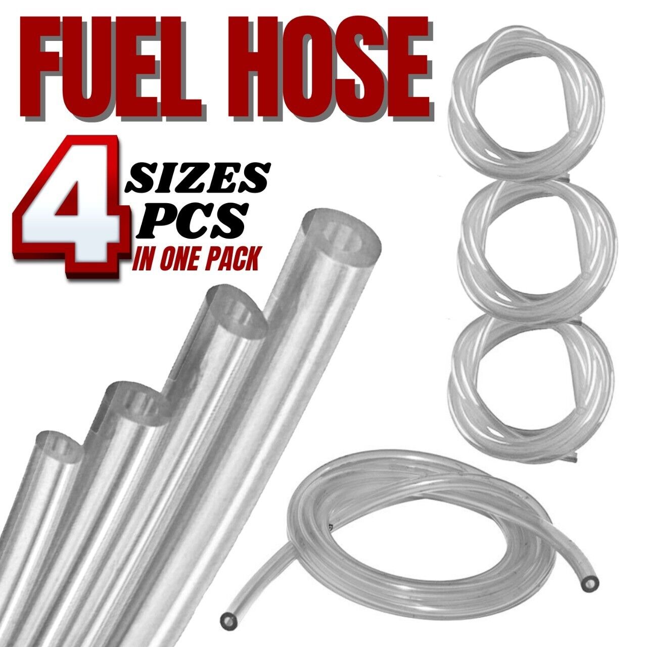 4 Sizes Petrol Fuel Gas Line Pipe Hose Tubing For String Trimmer Chainsaw Blower Home DealSniper.net Clear