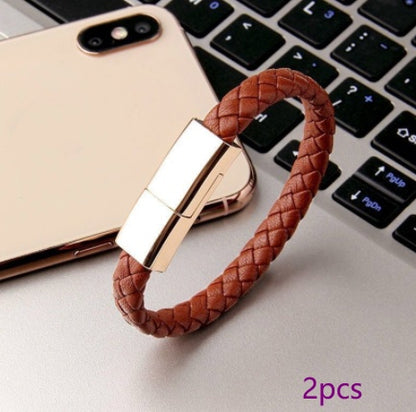 New Bracelet Charger USB Charging Cable Data Charging Electronics dealsniper-net Brown 2pcs Android interface 20cm