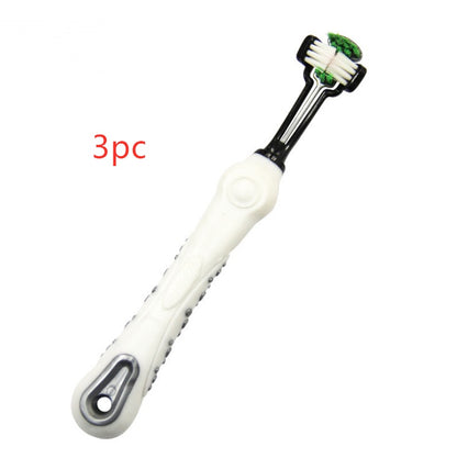 Three Sided Pet Toothbrush Dog Brush Bad Breath Tartar Teeth Care Pets Gym From House White3PC