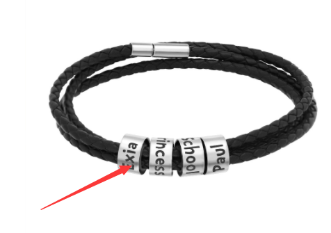 Personalized Mens Braided Genuine Leather Bracelet Stainless Steel