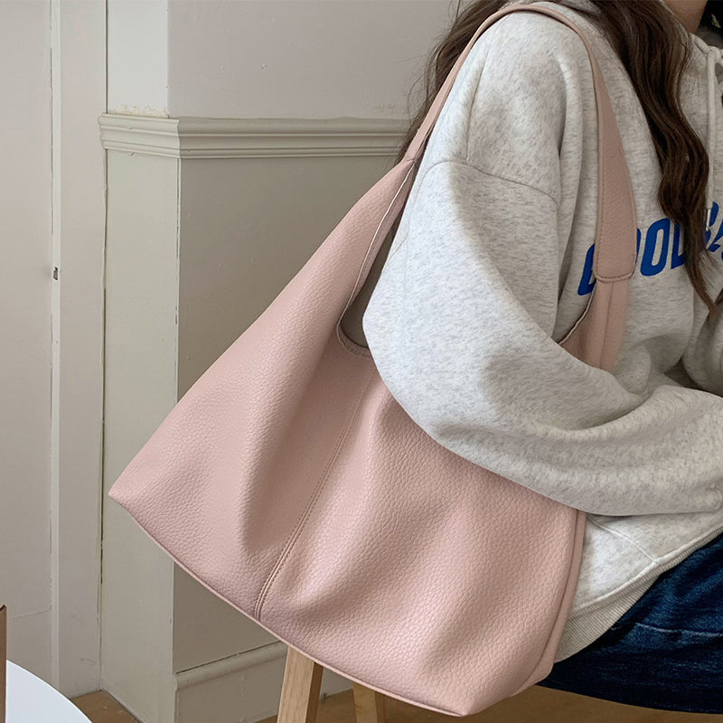 Casual Armpit Bag Women Shoulder Bag High Capacity Totes Female Shopping Bags Soft Leather Lady Purse Handbags Women DealSniper.net Pink