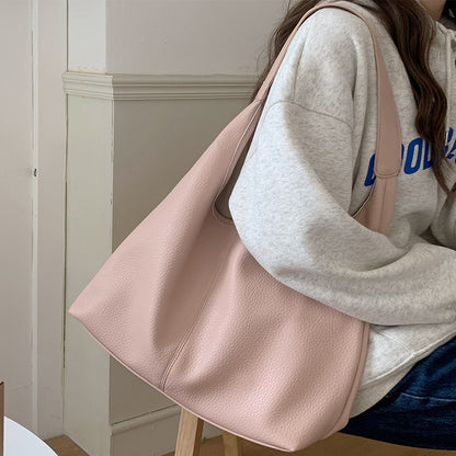 Casual Armpit Bag Women Shoulder Bag High Capacity Totes Female Shopping Bags Soft Leather Lady Purse Handbags Women DealSniper.net Pink
