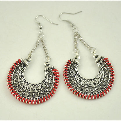 Bohemian vintage earrings Jewelry dealsniper-net Red